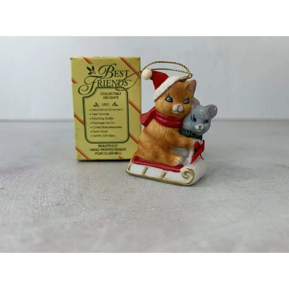 JSNY Best friends Ornament Cats Bell On Sled